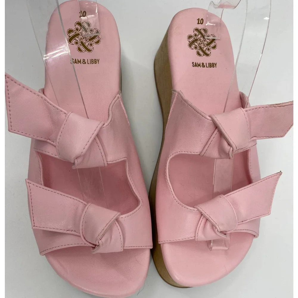 Sam & Libby Indie Womens SZ 10 Bow Y2K Platform Mules Pink Barbie Doll Sandals - Picture 3 of 8